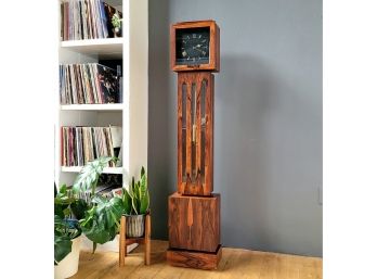 C 1970 Modernist Rosewood Petite Grandfather Clock