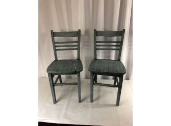 Pair Of Small Blue Chairs