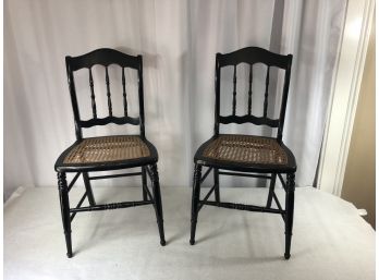 2 Cain Seat Chairs, One Has Tears