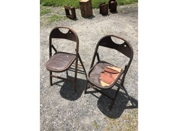 Old Wooden Folding Chairs , Needing Repair