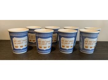 Eight 'Happy To Serve You'Coffee Mugs