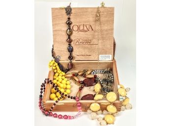 Pretty Necklaces In A Oliva Cigar Box