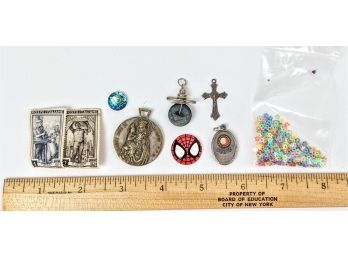 Small Collection Of Pins Pendants And Stamps
