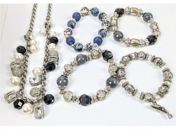 Silver Tone Charms Beads Necklaces And Bracelets