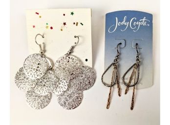 Jody Coyote 14K Gold Plated Sterling Pierced Dangle Earrings With Bonus Pair New On Cards