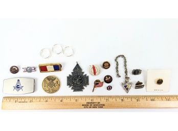 Assortment Of Military Pins And Pendants Etc.