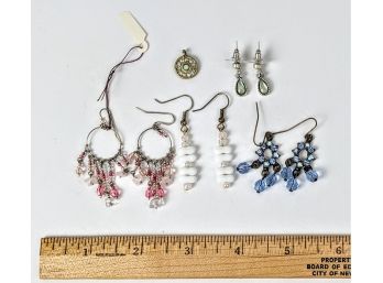 Small Collection Of Dangling Bead Earrings 4 Pairs And A Small Pendant