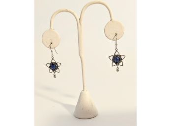 Pair Of Lovely Silver Earrings With A Midnight Blue Stone