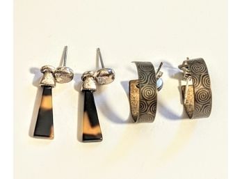 Two Pairs Of Fashionable Post Earrings