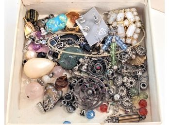 Pile Of Beads And Loose Earrings For Repair And Jewelry Projects