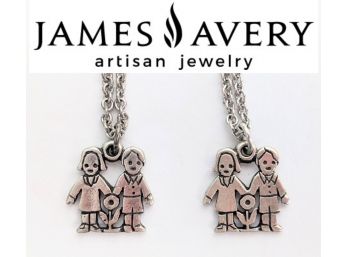 Pair Of Twins! Italian Sterling Silver Best Friend Necklaces Marked 18'