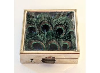 Miniature Vanity Box With Peacock Feather Styled Case