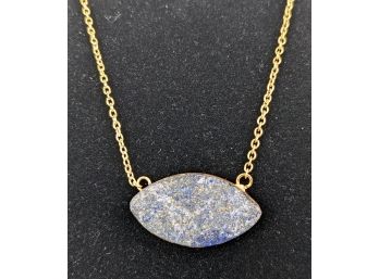 Natural Gold Flecked Necklace With A Blue Geode Pendant 24'