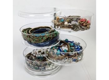 4 Tier Tower Of Awesome Costume Jewelry Packed To The Brim