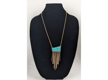 Bold Copper And Turquoise Necklace 32'