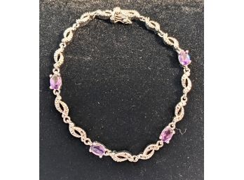 Sparkling Silver Bracelet With Purple Gems By PAJ