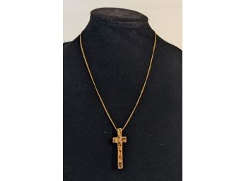 Wooden Cross Necklace With  A 12k Gold Filled Chain - Marked