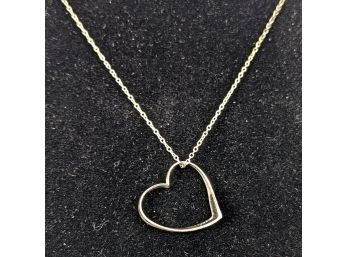 Patinated Italian Sterling Silver Heart Necklace 20' Marked