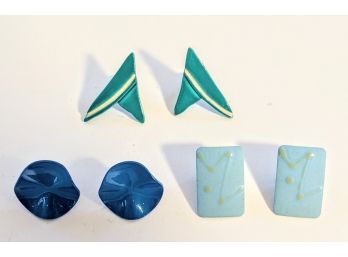 Baby Blue And Green Multi-shaped Earrings - Mix And Match For Fun!