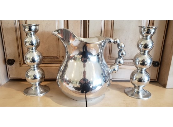 Mariposa Pitcher And Candle Holders