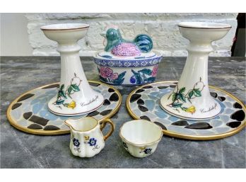 Villeroy And Bosch Candle Holders Plus Rooster Dish Hot Plates And Miniatures