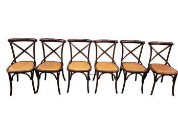 Set Of Six Bent Wood Back, Caned Seat Chairs Phenomenal Condition And Style!!