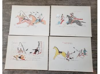 Another Group Of Sioux Indian Drawings Of Warriors And Horses