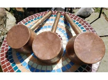 Three Vintage Deep Copper Pots That Can Be Hung