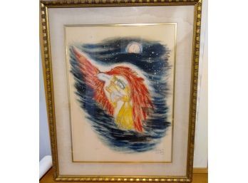 Vintage Lithograph Signed  By Artist Rubin?  Style Of Chagall 111/150