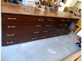 Amazing 3 Part Mahogany Custom Made Dresser With Brass Hardware And Marble Top