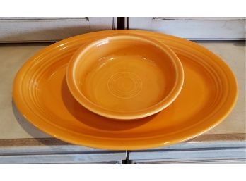 Orange Fiestaware Bowl And Platter