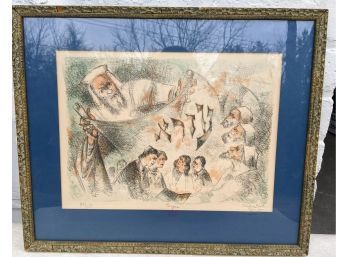 Signed Lithograph By Chaim Gross Titled Ezra    #32 Of 150