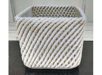 White Rope Ceramic Basket/ Planter
