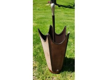 Handsome Suede Umbrella Stand With Leather Trim