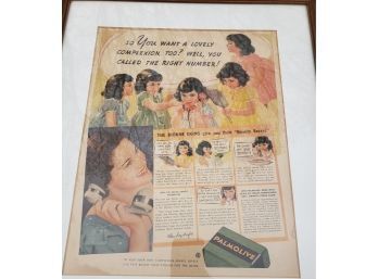 Antique Framed Ad For Palmolive ( 1 Of 2)