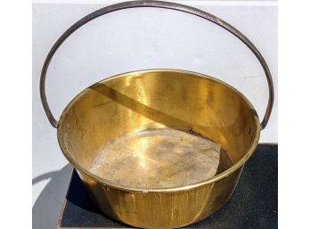 Heavy Vintage Brass Pot With Steel Handle