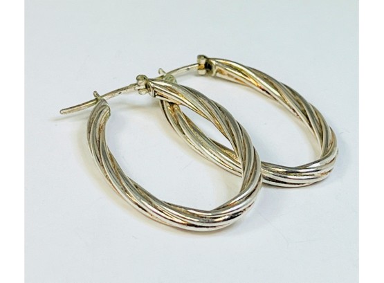 Vintage Sterling Silver Pretzel Twist Hoop Earrings