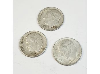 3 Roosevelt Silver Dimes (1956,56,64)