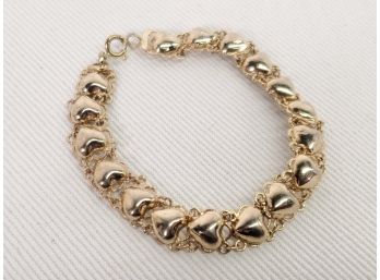 Sterling Silver 925 Gold Plated Heart Link Ladies Bracelet