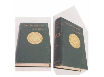 Antique 1885 Volumes I & II Ulysses S. Grant - Personal Memoirs  Of U. S. Grant Hardcover Books