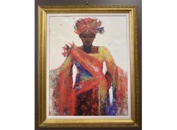 Vintage Gold Wood Framed Print Morab By Karen Dupre Black Lady Woman Female Vibrant Colors