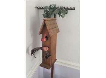 Vintage 3-Hole Birdhouse In A Rare Garden Rake Creation!