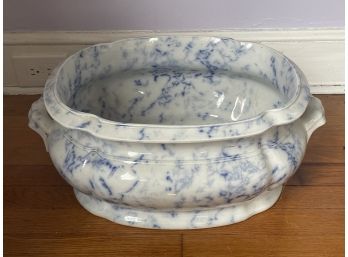 Gorgeous Antique Copeland Porcelain Large Handled Vessel In Blue And White