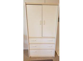 White Wardrobe With Shelving And Three Drawers Wit5h Extra Unit Of Shelves For