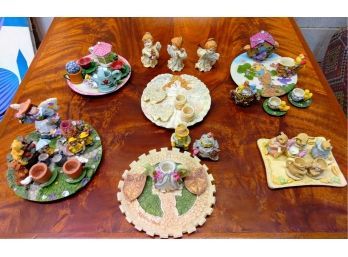 A Wonderful Collection Of Hand Painted Miniature Themed Resin Figurines, Plates, Tea Cups/Saucers And More