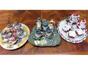 Adorable Miniature Resin Figurines And Cups/Saucers And Plates For The Holidays