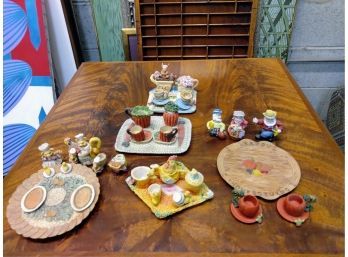 Miniature Figurines Made Of Resin With Themed Plates Cups And Saucers