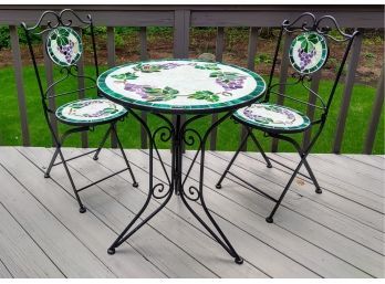 Beautiful Tiled Bistro Outdoor Table And Two Chairs Exc. Condition!