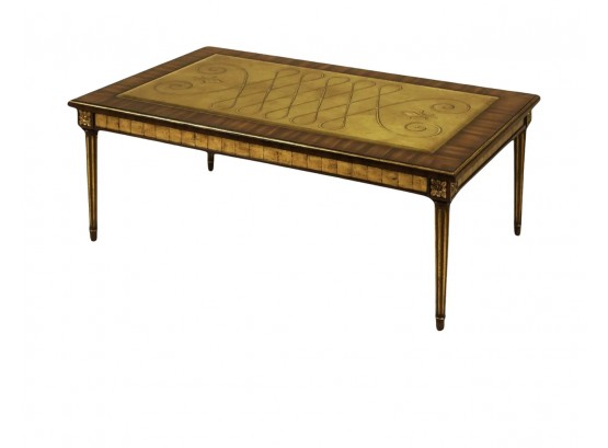 Maitland-Smith Eglomise Veneer And Reverse Painted Glass Coffee Table