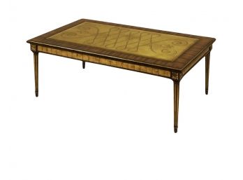 Maitland-Smith Eglomise Veneer And Reverse Painted Glass Coffee Table
